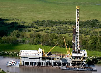 Inland barge drilling rig